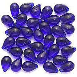 Czech 9 mm Teardrop Cobalt Blue Glass Beads  Overstock
