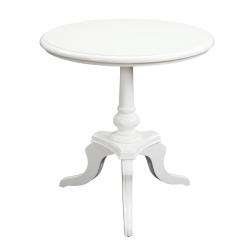 White Lacquer Finish Round Accent Table  Overstock