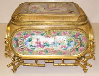 Antique Chinese Porcelain & Gilt Bronze Jewelry Box  