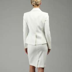 Anne Klein Womens White Double breasted Skirt Suit  