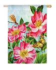 Wild Roses and Butterfly Decorative Large House Flag