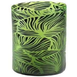  Willow Wide Green and Black Glass Vase