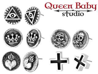 KING Queen BABY STUDIO Vintage Coin Earrings NEW  