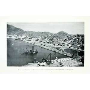  1907 Print Mexico Port Harbor Manzanillo Construction Dock 