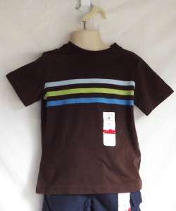 Jumping Beans Boys Brown Striped Short Sleeve T Shirt Tee   Sizes 2T 