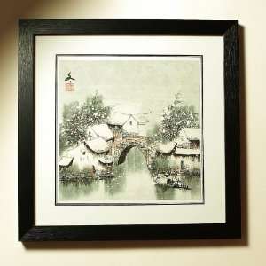   Four Seasons Painting   Snowy Winter in a Tranquil River Village
