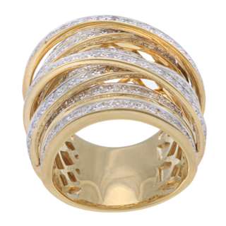 10k Yellow Gold 1 1/2ct TDW Diamond Wide Crossover Ring (H I, I1 I2 