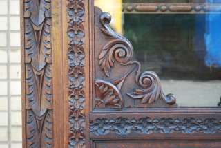 RARE LARGE ANTIQUE CARVED FRENCH BRITTANY BOOKCASE  