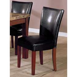 Black Bi cast Leather Parson Chair (Set of 2)  