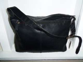 STONE MOUNTAIN Buttery Soft Black Leather Shoulder Bag Handbag Tote 