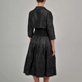   Black Embellished Hem Taffeta Bolero Jacket Dress Set  Overstock