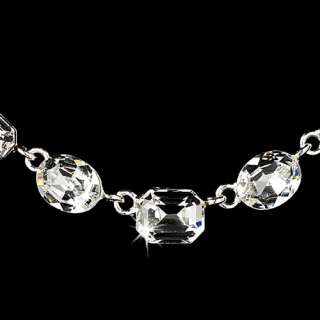 Bridal Wedding Jewelry Set Crystal Rhinestone Round Square Necklace 