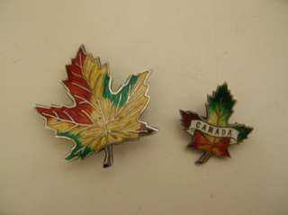 Sterling & Enamel MAPLE LEAF BROOCHES from CANADA  