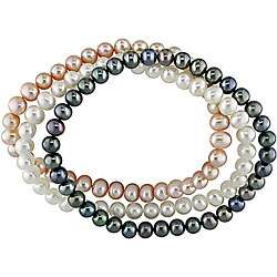 Multicolor Freshwater Pearl Bracelets (Set of 3)  