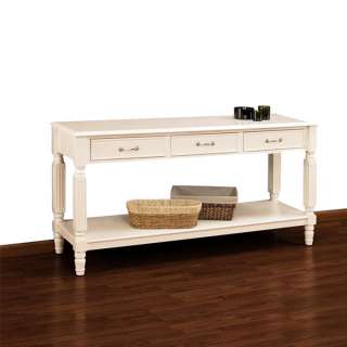 Hampton White 3 drawer Console Table  Overstock