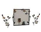  Wall Mirror and Pair of Wall Candle Sconces with Floral Deco QBA562