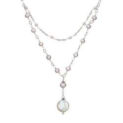 Charming Life Sterling Silver Pink Coin Pearl Layered Necklace 