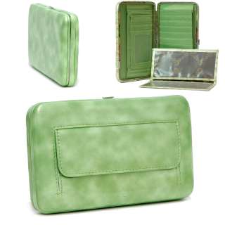 Extra Deep Metal Frame Checkbook Wallet Lime Green  