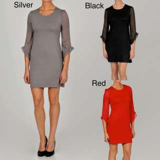 Gold Womens Knit 3/4 sleeve Dress  