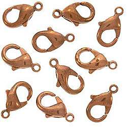 Solid Copper 12 mm Curved Lobster Clasps (Case of 10)  