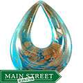This item: Murano style Glass Aqua Blue with Gold Flecks Oval Donut 