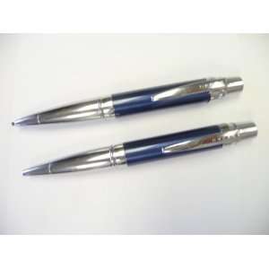   Blue Pen and Pencil Set with Chrome Appointments 