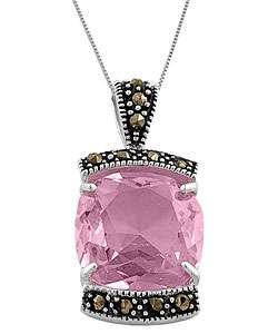 Sterling Silver and 7ct Pink CZ Necklace  