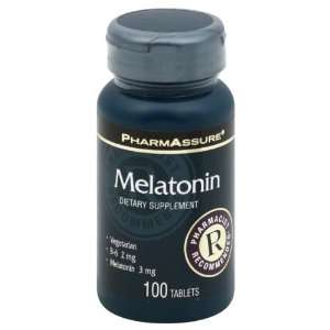  PharmAssure Melatonin, 3 mg, Tablets 100 tablets Health 