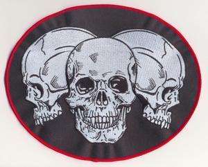BACK PATCH TRIPLE SKULLS Embroidered For Biker Vest!!!!  