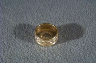 ANTIQUE GOLD FILLED ETCHED ETERNITY WIDE WEDDING BAND  