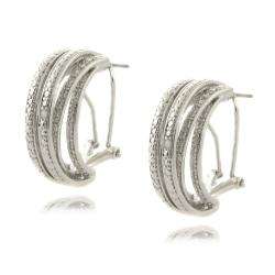   Silver Overlay Diamond Accent Multi band Earrings  
