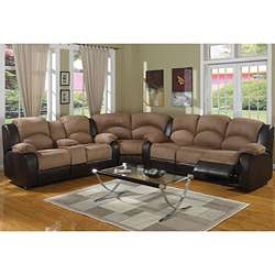   Ann Microfiber/ Leather Sectional Reclining Sofa  Overstock