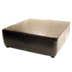 Large Espresso Brown Leather Ottoman  