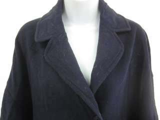 DESIGNER MENS Navy Blue Wool Button Up Jacket Coat Sz L  