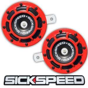 Sickspeed Red Super Loud Grille Mount Compact Electric Blast Tone Horn 