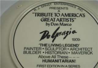 Vintage DE GRAZIA Great Artists Tribute PLATE 1978 #d  