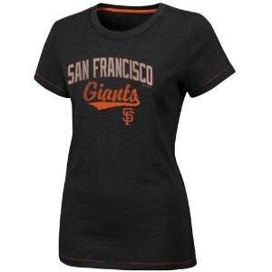 Majestic San Francisco Giants Ladies Black Win Win Fashion T shirt 