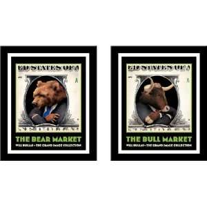  THE BULL MARKET/THE BEAR MARKET Stock market art 2 Piece 