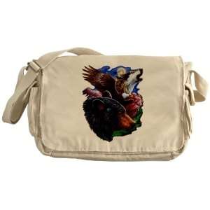    Khaki Messenger Bag Bear Bald Eagle and Wolf: Everything Else