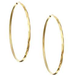 Caribe Gold 14k over Sterling Silver Faceted Hoop Earrings 
