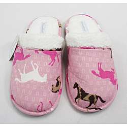 Leisureland Womens Cotton Pink Horse Slippers  Overstock