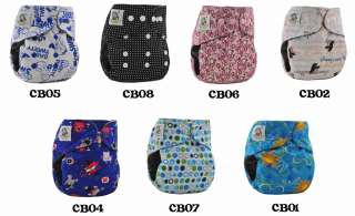 Coolababy Bamboo Charcoal Printed Snap Cloth Diapers + 5 inserts 