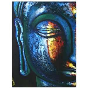   Half Buddha Face~Acrylic On Canvas~Art~Repro Paintings: Home & Kitchen