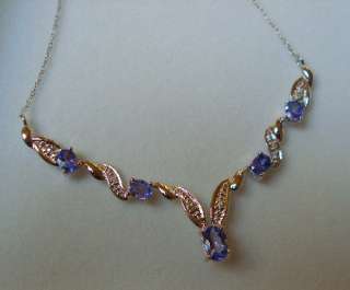 New Delicate Made in Italy Necklace 14k white gold tanzanite and 