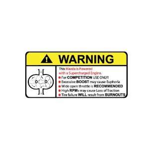  Mazda Supercharger Type II Warning sticker decal