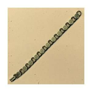  Bracelet, 7.2, Disk and Loop Antiqued Brass Plated Arts 
