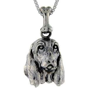 925 Sterling Silver Basset Hound Dog Pendant (w/ 18 Silver Chain) ?