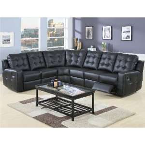 Coaster Tempe Extra Long Reclining Sectional Sofa   Black Leather 