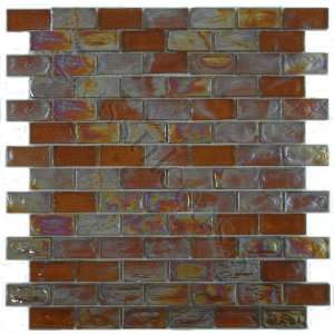   Brown Bricks Glossy & Iridescent Glass Tile   13358