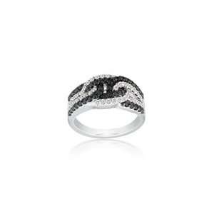  0.95 Cts Black & White Diamond Ring in 14K White Gold 10.0 